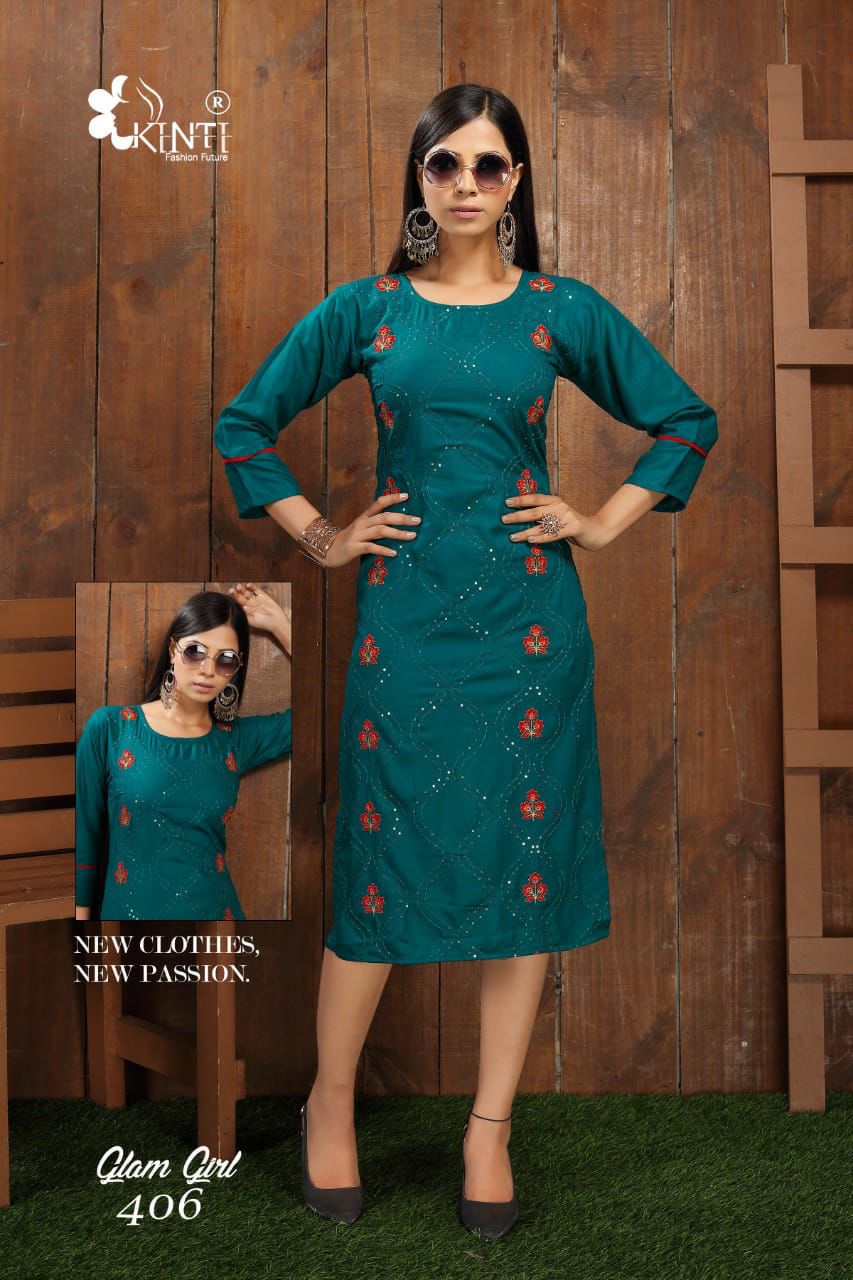 Kinti Glam Girl 4 Fancy Ethnic Wear Rayon Embroidery Kurti Collection